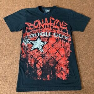 Klaeneto Bonafide Tough Guy Graphic T-Shirt Mens Small Black Red Distressed Star